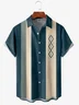 Tall Size Moisture-wicking Geometric Chest Pocket Bowling Shirt