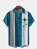 Tall Size Moisture-wicking Geometric Chest Pocket Bowling Shirt