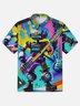 Moisture-wicking Music Robot Guitar Player Chest Pocket Hawaiian Shirt