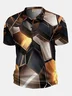 Moisture Wicking Golf Polo 3D Black Gold Gradient Color Abstract Geometric