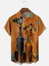 Moisture-wicking Puppy Art Painting Chest Pocket Hawaiian Shirt