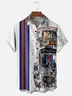 Moisture-wicking Deconstructed Sports Car Painting Chest Pocket Bowling Shirt