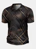 Moisture Wicking Golf Polo 3D Gradient Black Gold Abstract Geometric