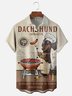 Tall Size Moisture-wicking BBQ Dachshund Chest Pocket Hawaiian Shirt