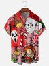 Christmas Santa Hat Ghost Face Chest Pocket Short Sleeve Hawaiian Shirt