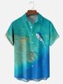 Moisture-wicking Art Ocean Yacht Painting Chest Pocket Hawaiian Shirt