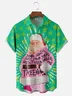 Moisture-wicking Art Santa Claus Illustration Chest Pocket Hawaiian Shirt