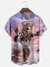 Moisture-wicking Funny Cat Chest Pocket Hawaiian Shirt