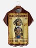 Moisture Wicking Vintage Poster Dachshund Chest Pocket Hawaiian Shirt