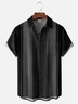 Tall Size Moisture-wicking Striped Chest Pocket Bowling Shirt