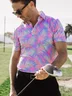 Moisture Wicking Golf Polo Tropical Plants Leaves