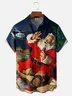 Mens Christmas Cozy Santa Printed Short Sleeve Shirts