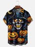 Moisture-wicking Halloween Pumpkin Chest Pocket Casual Shirt