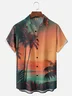 Moisture-wicking Palm Tree Chest Pocket Hawaiian Shirt