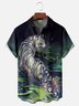 Moisture-wicking White Tiger Chest Pocket Hawaiian Shirt