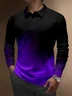 Moisture Wicking Long Sleeve Golf Polo 3D Abstract Gradient Color