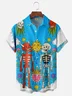 Moisture-wicking Skull Fun Illustration Chest Pocket Hawaiian Shirt