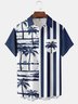 Moisture-wicking Palm Tree Chest Pocket Bowling Shirt