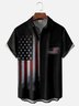 Tall Size Moisture-wicking American Flag Chest Pocket Short Sleeve Casual Shirt