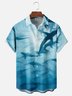 Moisture-wicking Shark Art Photo Chest Pocket Hawaiian Shirt