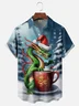 Moisture-wicking Christmas Dragon Chest Pocket Casual Shirt