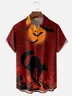 Moisture-wicking Halloween Black Cat Chest Pocket Casual Shirt