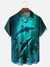 Moisture-wicking Ocean Dolphin Chest Pocket Hawaiian Shirt