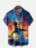Moisture-wicking Shark Chest Pocket Hawaiian Shirt