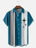 Hardaddy Geometric Stripes Chest Pocket Short Sleeve Shirt