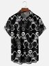 Men's Halloween Skull Print Short Sleeve Hawaiian Shirt with Chest Pocket