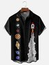 Moisture-wicking Art Spaceship Chest Pocket Bowling Shirt