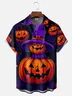 Moisture-wicking Halloween Pumpkin Chest Pocket Casual Shirt