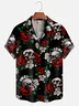 Quick Dry Breathable Rock Roll Music Skull Halloween Aloha Shirt