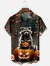 Moisture-wicking Halloween Raccoon Chest Pocket Casual Shirt