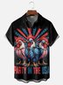 Moisture-wicking American Flag Rooster Chest Pocket Casual Shirt