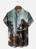 Moisture-wicking Bigfoot And Alien Morning Coffee Chest Pocket Hawaiian Shirt