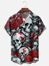 Moisture-wicking Butterfly Skull Chest Pocket Hawaiian Shirt