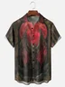 Moisture-wicking Halloween Vintage Demon Art Illustration Chest Pocket Hawaiian Shirt