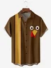 Tall Size Moisture-wicking Thanksgiving Turkey Chest Pocket Bowling Shirt