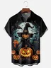 Moisture-wicking Halloween Pumpkin Chest Pocket Casual Shirt