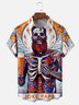 Moisture-wicking Day of the Dead Skeleton Art Illustration Chest Pocket Hawaiian Shirt