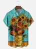 Moisture-wicking Vincent Van gogh Sunflowers Painting Chest Pocket Hawaiian Shirt