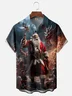 Moisture-wicking Santa and Dragon Chest Pocket Hawaiian Shirt