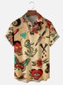 Moisture-wicking Floral Anchor Tattoo Chest Pocket Hawaiian Shirt
