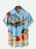 Moisture-wicking Retro Airforce Plane Beauty Chest Pocket Casual Shirt