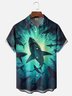Moisture-wicking Art Shark Painting Chest Pocket Hawaiian Shirt