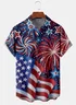 Hardaddy American Flag Chest Pocket Short Sleeve Casual Shirt