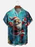 Moisture Wicking Christmas Santa Chest Pocket Hawaiian Shirt