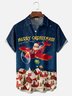 Moisture-wicking Christmas Santa Plane Chest Pocket Casual Shirt