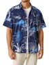 Tropical Palm Tree Chest Pocket Short Sleeve Beach Hawaiian Shirt